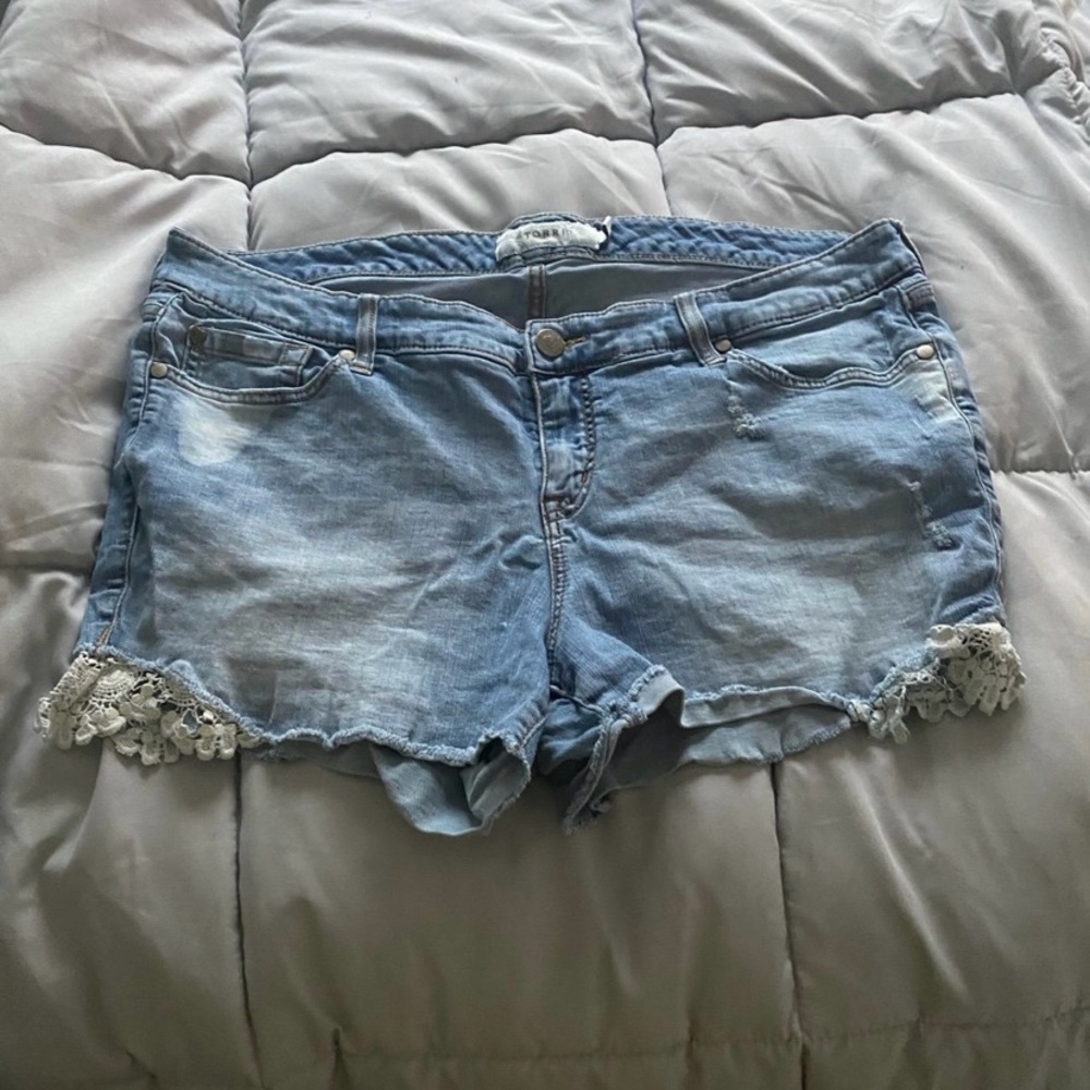 Size 18 torrid denim shorts with lace trim